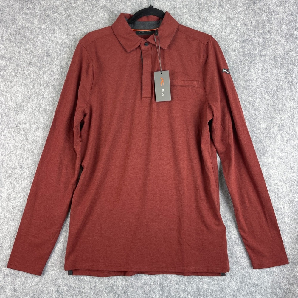 KJUS Inverness‎ Shirt Mens 48 Small Red Long Sleeve Polo Cashmere Blend Golf NWT